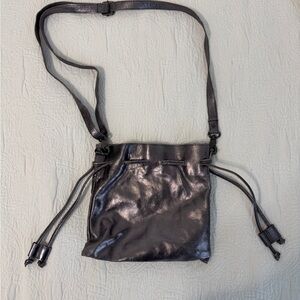 Free People Billie Suede Metallic Gray Crossbody Bag